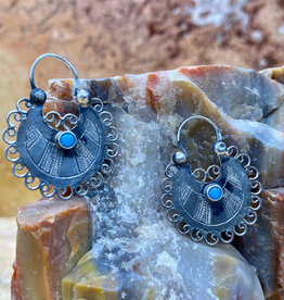 Silver Hoop with Turquoise Stone