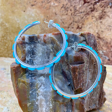 Federico Large Turquoise Hoops 2"