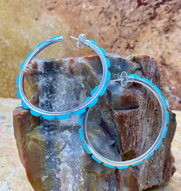 Federico Large Turquoise Hoops 2"