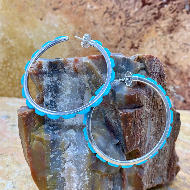 Federico Large Turquoise Hoops 2"