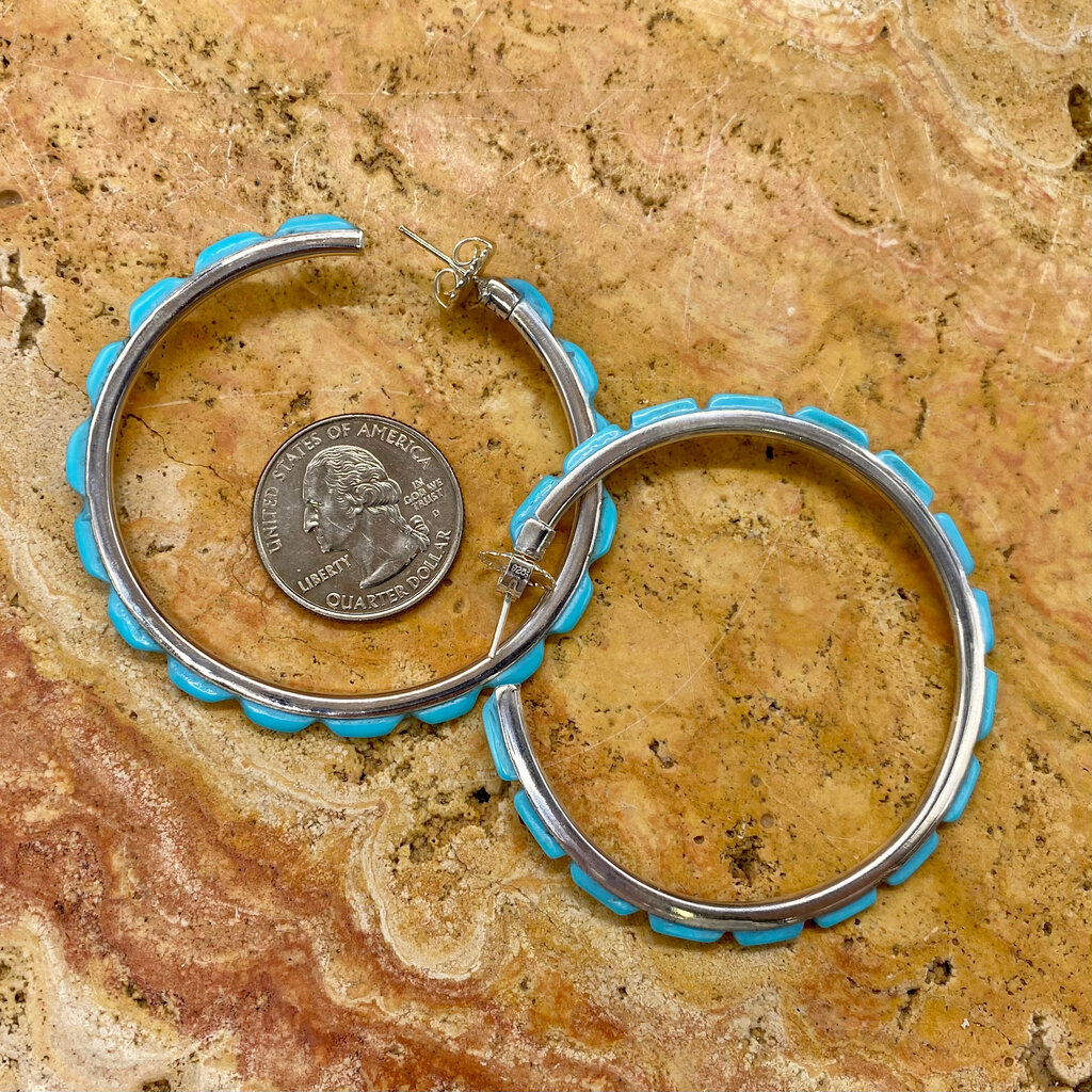 Federico Large Turquoise Hoops 2"