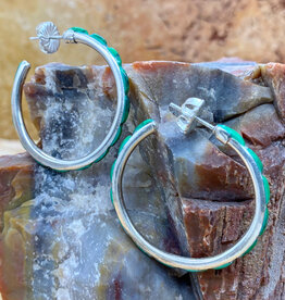 Federico Small Malachite Hoops - 1.5"