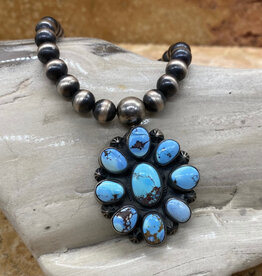 20" Golden Hills Flower Necklace w/Navajo Beads
