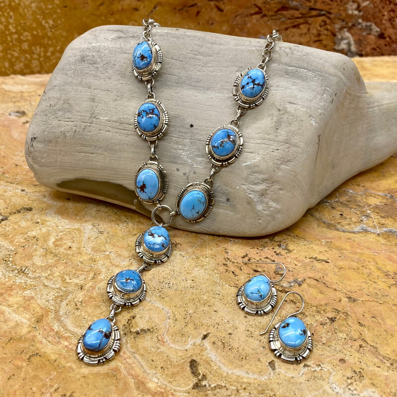 20" 9 Stone Golden Hills Necklace & Earrings