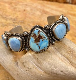 5 stone golden hills turquoise & brushed silver cuff