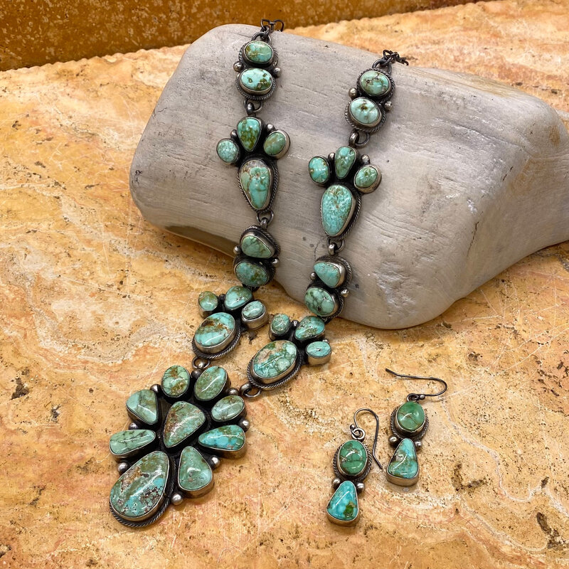 Sonoran Turquoise Cluster Necklace with Earrings