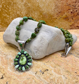 22" Sonoran turquoise beaded necklace & pendant