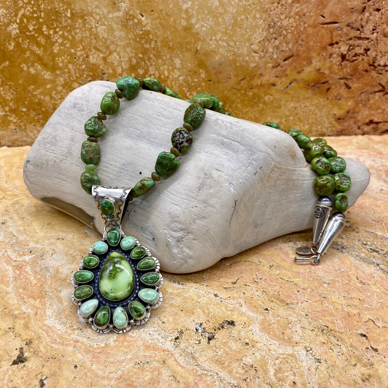 22" Sonoran turquoise beaded necklace & pendant