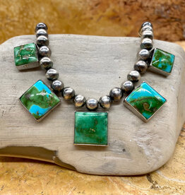 Rio Grande Wholesale 19" Sonoran Turquoise 5-stone Necklace with Earrings