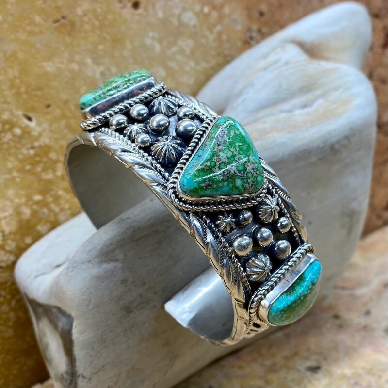 3 Stone Sonoran Turquiose Cuff- 6.75"