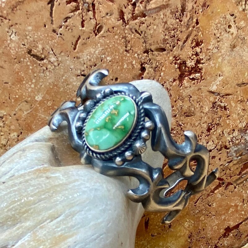 Sonoran turquoise sandcast cuff- 6"