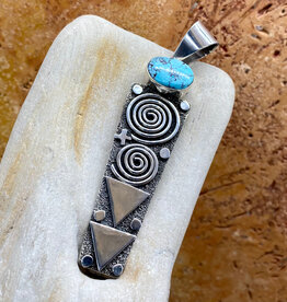 Long turquoise pendant by Alex Sanchez