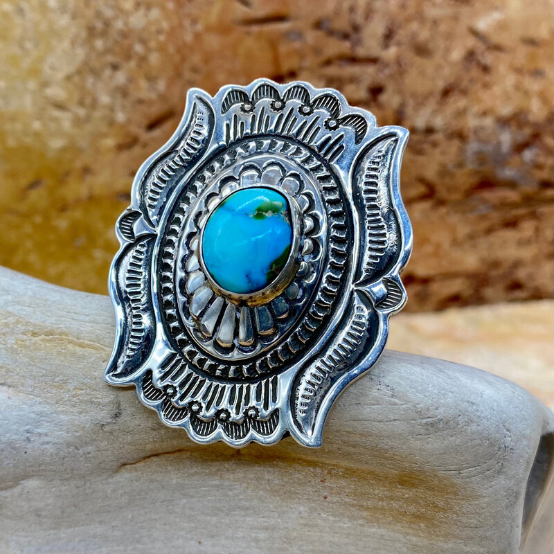 Sonoran turquoise concho ring - Adjustable