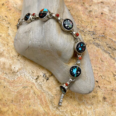 9" multi-stone link inlay bracelet - Mathew Jack