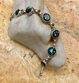 9" multi-stone link inlay bracelet - Mathew Jack
