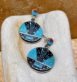 Erwin Tsosie Multistone Inlay Circle Earrings