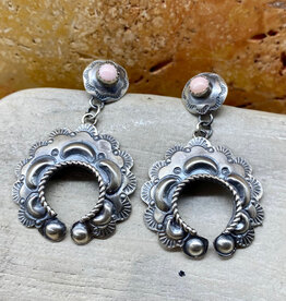 Conch  Shell w/ Burnished Silver Post Earrings