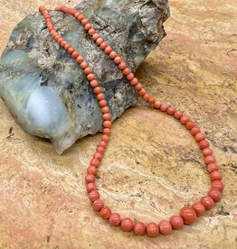 23" beaded pinl coral necklace