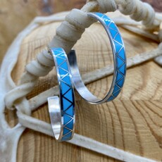Zuni Turquoise Inlay Hoops-Claudine Haloo