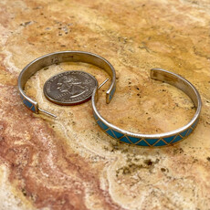 Zuni Turquoise Inlay Hoops-Claudine Haloo