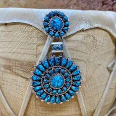 2 Flower Turquoise Cluster Pendant by Lorraine Waatsa
