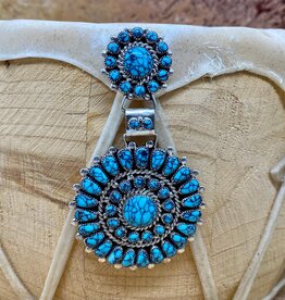 2 Flower Turquoise Cluster Pendant by Lorraine Waatsa