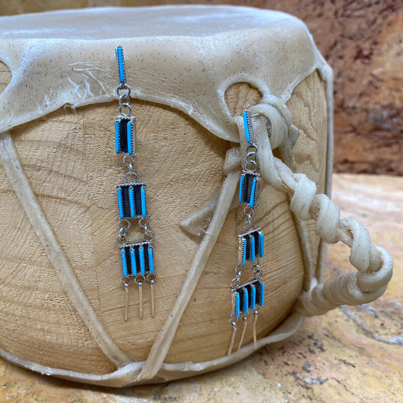 Zuni 10 Stone Turquoise Earrings-Ashley Laate