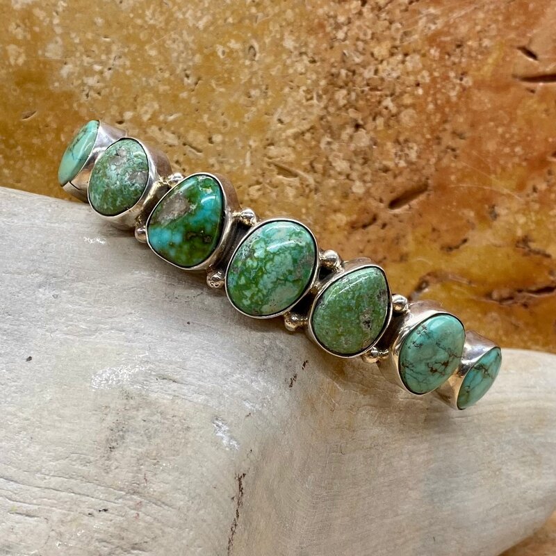 Thomas Yazzie 7 stone Sonoran turquoise cuff- 7"