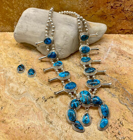 Turquoise mountain squash blossom w/ earrings