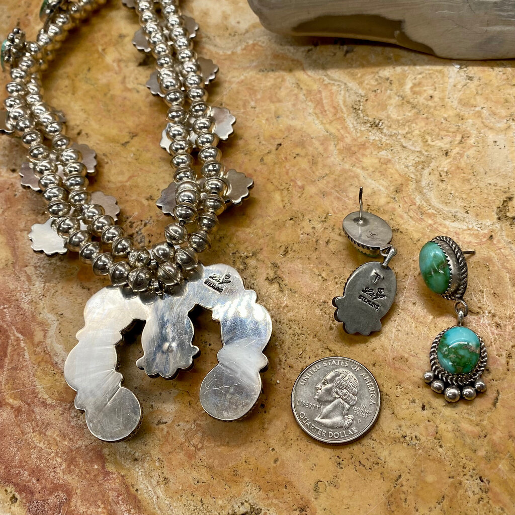 Sonoran turquoise squash blossom w/ earrings