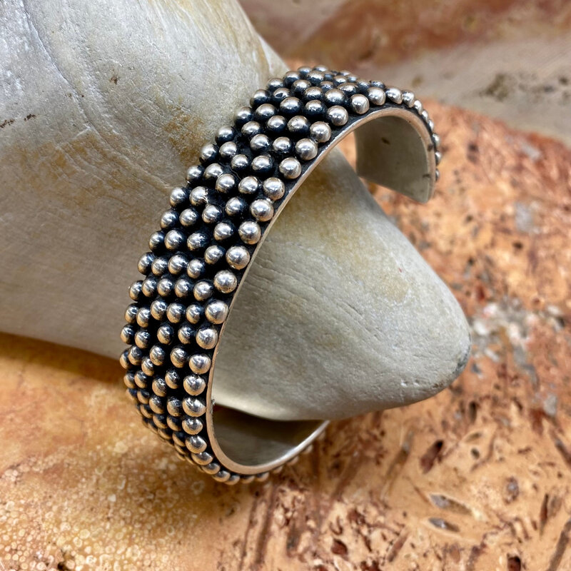 Sterling Silver Cuff w/ Sterling Silver Beads- 6.25"