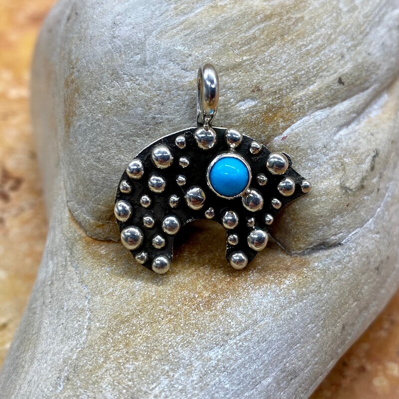 Sterling Silver and Turquoise Bear Pendant