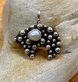 Sterling Silver & Pearl Bear Pendant