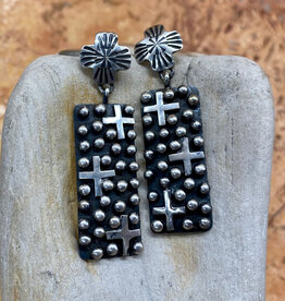 BILAGAANAS Sterling Silver Post Earrings w/ Crosses By Geneva Apachito