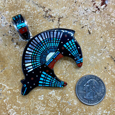 Micro Inlay Bear Pendant - Erwin Tsosie