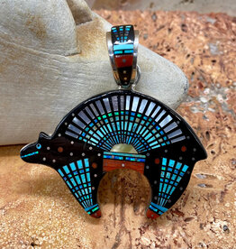 Micro Inlay Bear Pendant - Erwin Tsosie