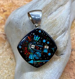 Onyx/Opal/Turquoise Inlayed Pendant & Earring Set