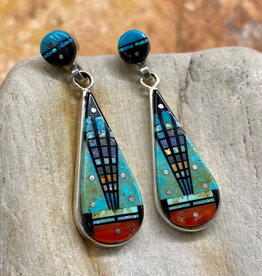 Micro inlay teardrop earrings