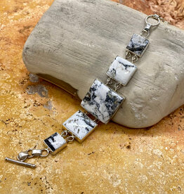 Magnesite (white buffalo) 5 stone bracelet - 7.5"