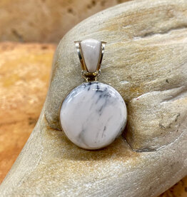 2 Stone Round Magnesite (White Buffalo) Pendant