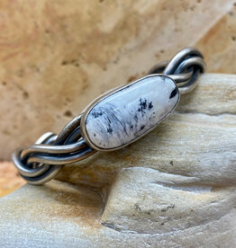 Braided magnesite (white buffalo) cuff 6.5"