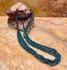 28" 4-strand natural Fox turquoise (1970's) heishi necklace
