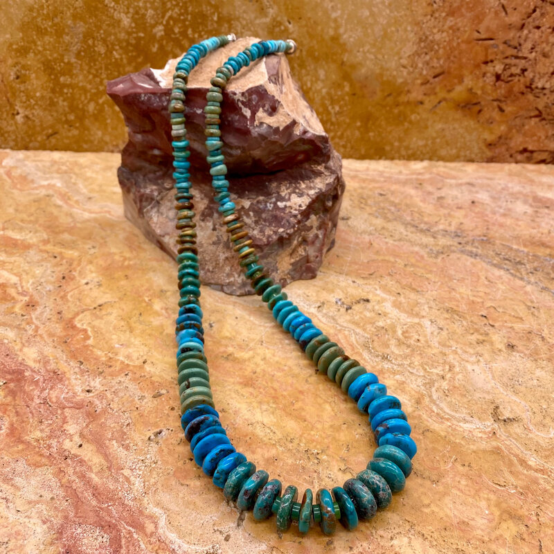 28" Multi-Turquoise Wafer Necklace