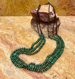 32" 3-strand green turquoise necklace