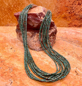 24" (10 Strand) Turquoise Heishi Necklace by Fred Archuleta