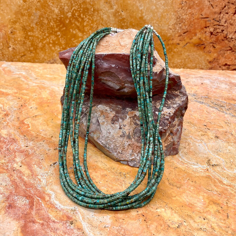 20" (10 Strand) Turquoise Heishi Necklace