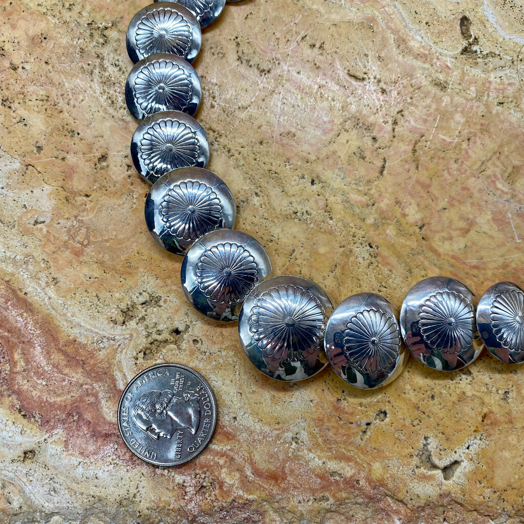 22" Sterling Silver Flat Disc Necklace