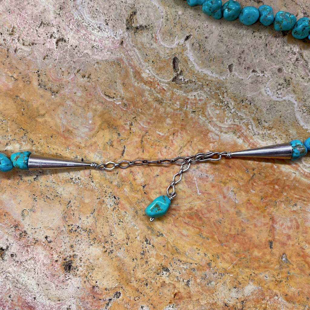 28" Fox Turquoise Beaded Necklace