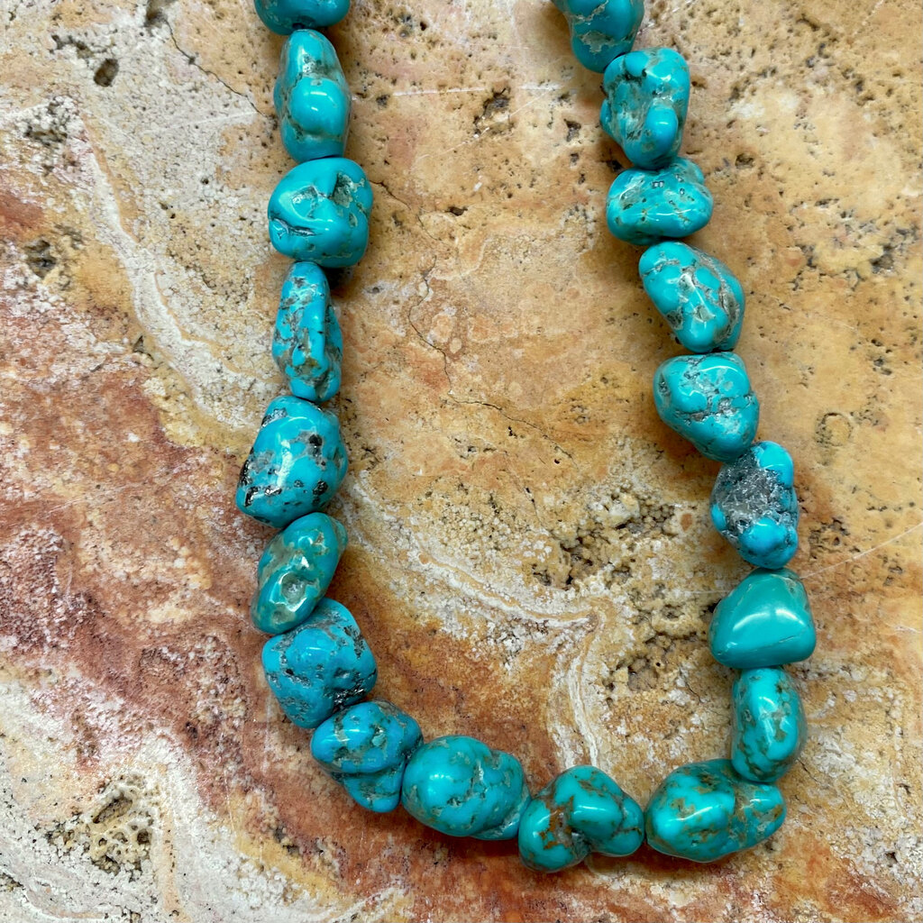 28" Fox Turquoise Beaded Necklace