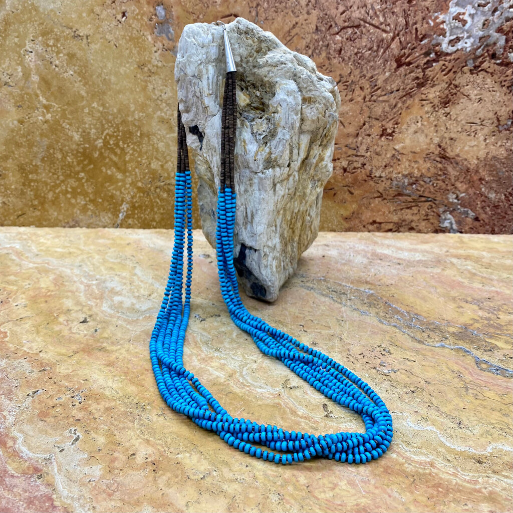 30" 5-Strand Turquoise Heishi Bead Necklace